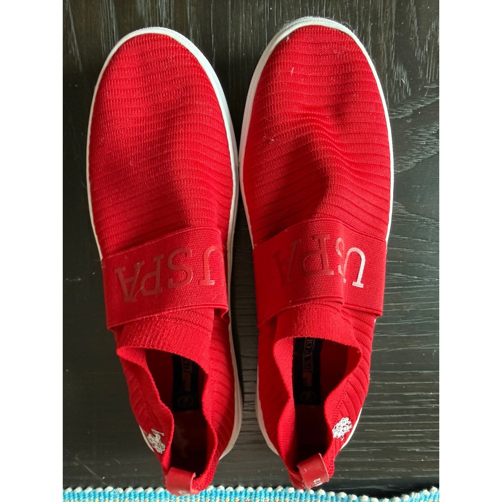 US Polo Assn Womens Fritz-K Red Knit Slip On Sneakers Size 7.5 NW8712